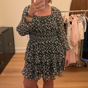 ARULA Black and White Floral Mini Dress